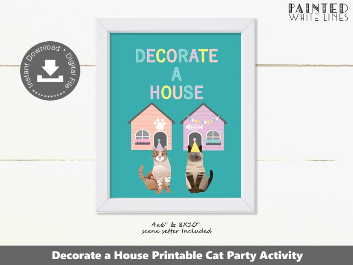 Decorate a House Cat Party Activity Sign
