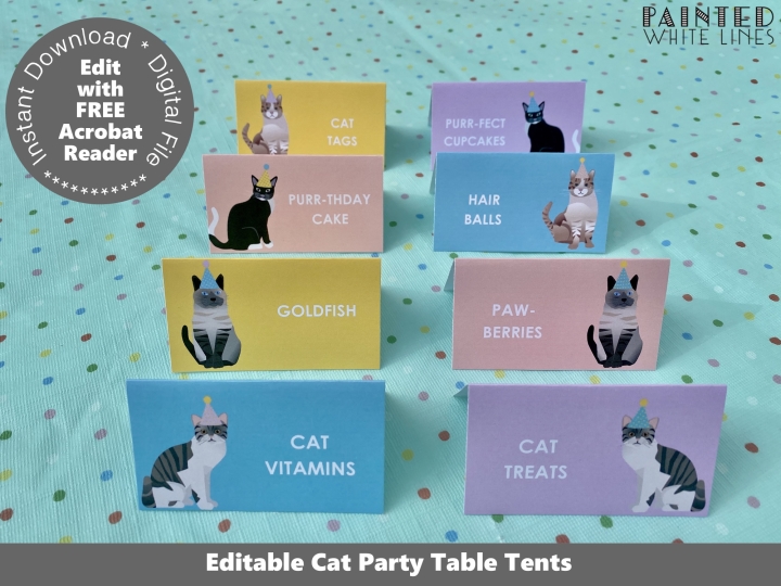 Kitty Cat Table Tent Cards Template