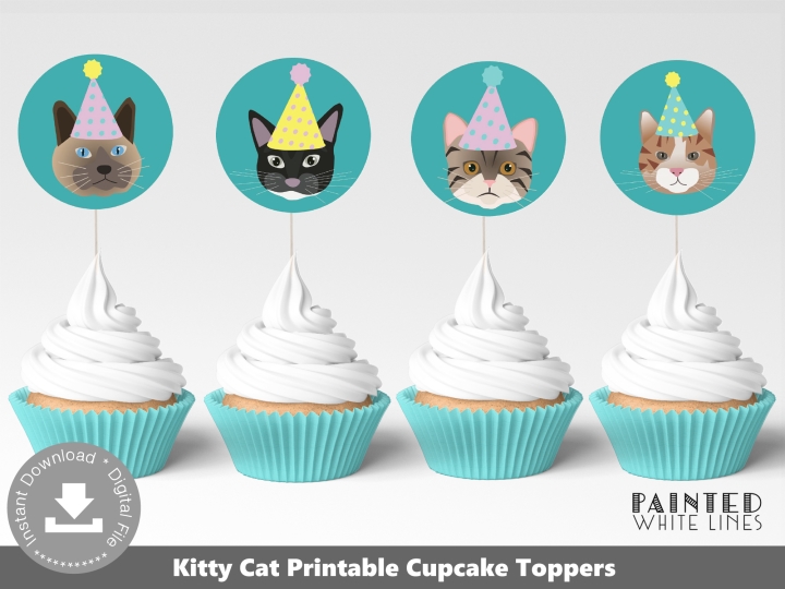 Kitty Cat Cupcake Toppers Wrappers