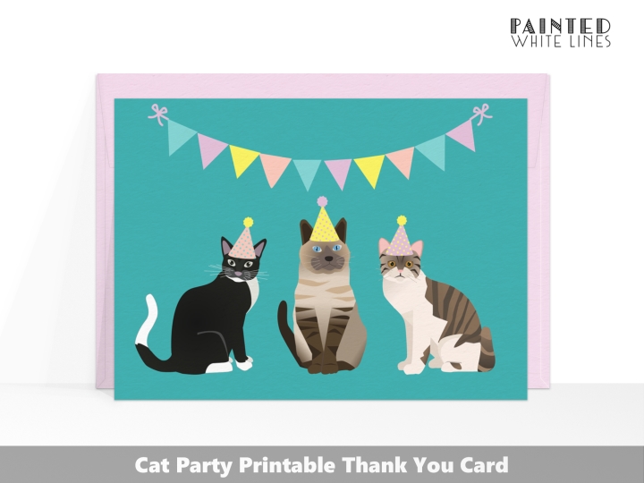 Cat Thank You Cards Instant