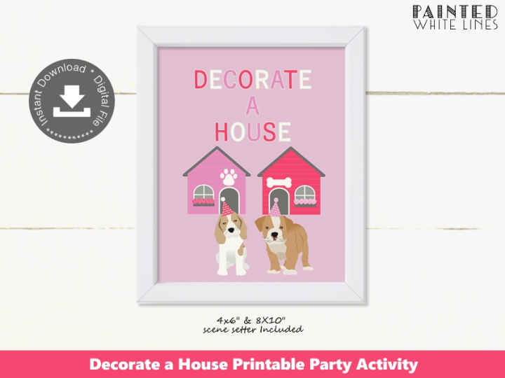 Decorate a House Puppy Party Activity Sign
