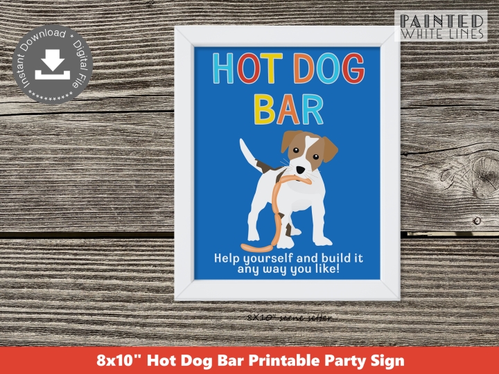 Dog Party Hot Dog Bar Sign Hotdog 