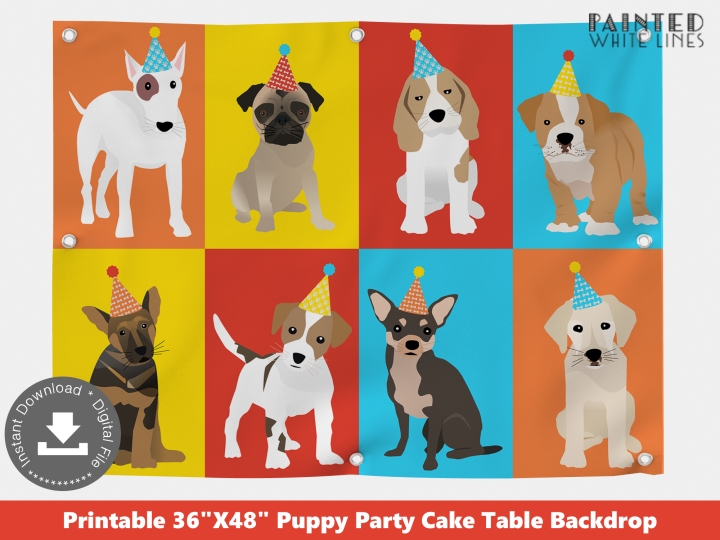 Puppy Party Backdrop Blue