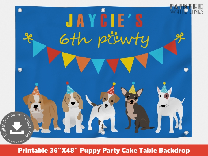 Boys Puppy Dog Party Backdrop Digital