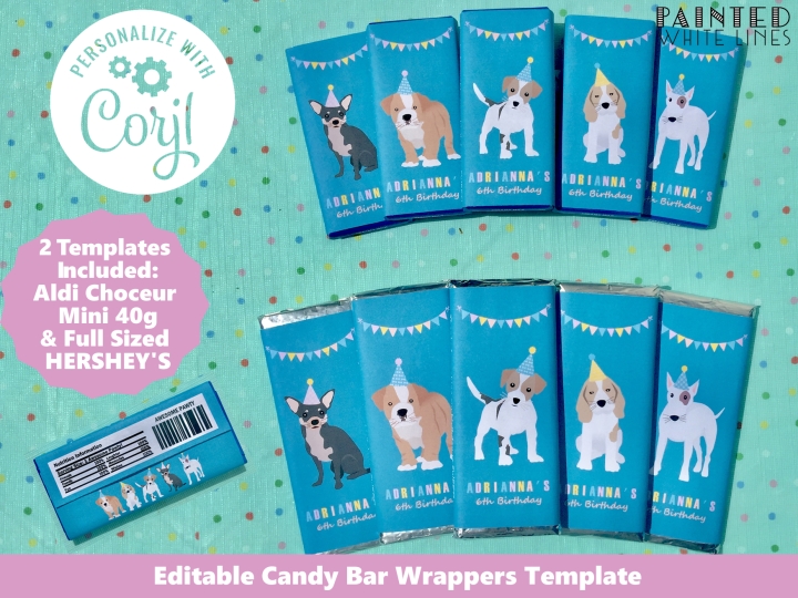 Dog Party Chocolate Bar Wrappers