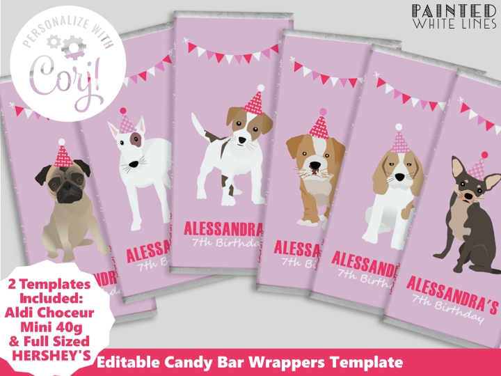 Puppy Party Candy Bar Wrappers Birthday