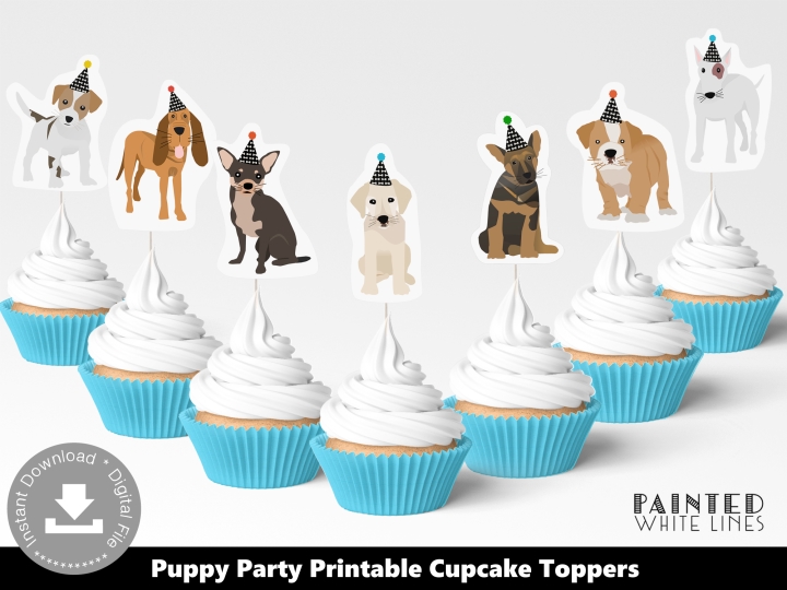 Dog Party Cupcake Topper Printable 