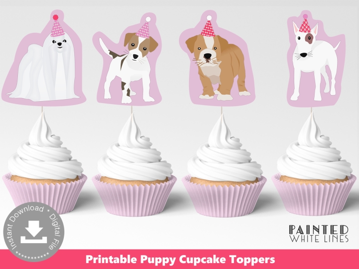 Printable Puppy Party Cupcake Toppers Wrappers
