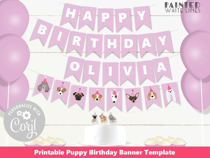 Puppy Dog Birthday Party Banner Template