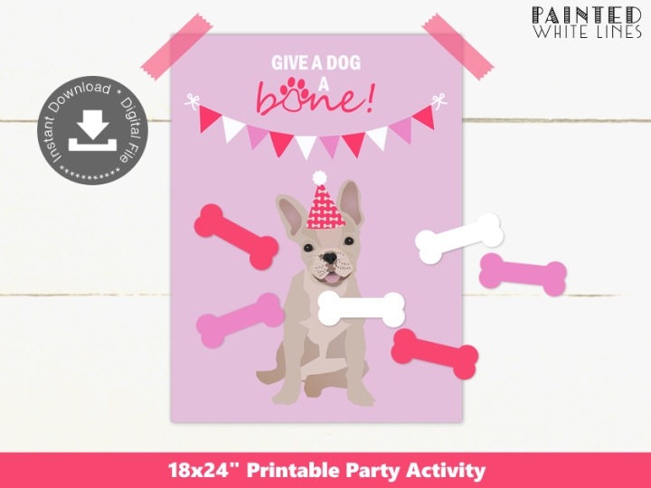 Pink Give a Dog a Bone Party Game Puppy
