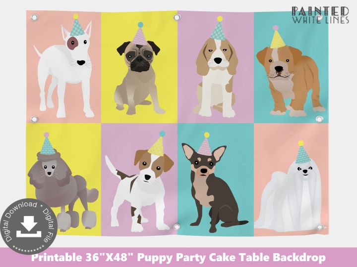 Puppy Party Birthday Backdrop