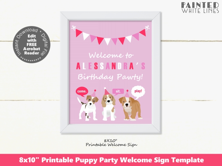 Puppy Party Welcome Sign Template