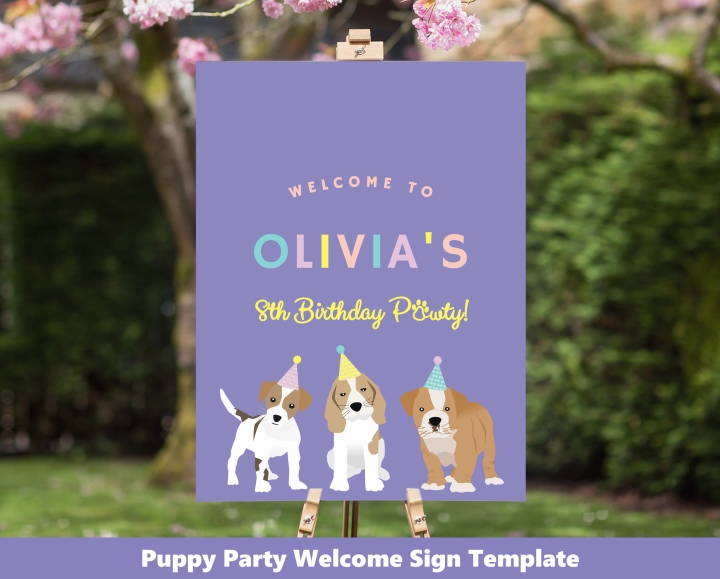 Puppy Party Welcome Sign Corjl Template