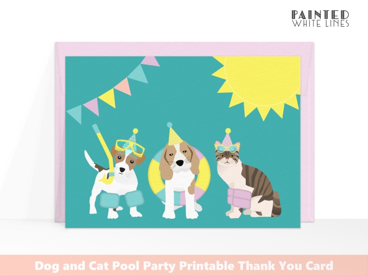 Pool Pawty Pool Party Pool Party Thank You Cards Printable