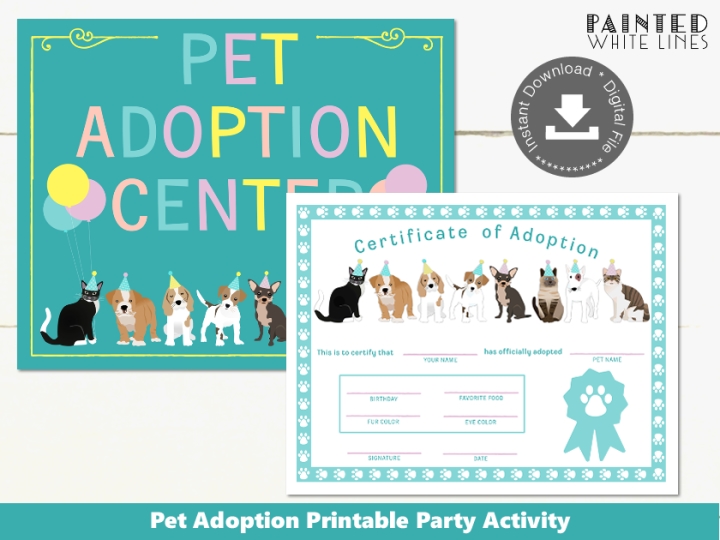 Printable Pet Adoption Party Activity