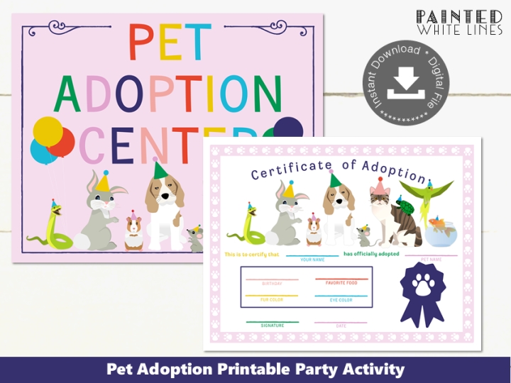 Printable Pet Adoption Party Activity