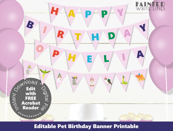 Pet Party Birthday Banner
