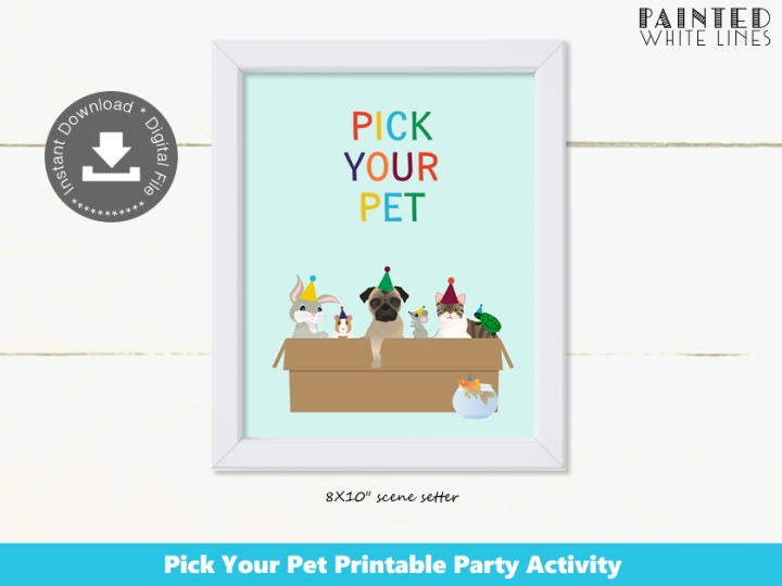 Pick Your Pet Pet Party Activity Sign