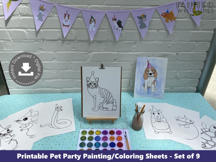 Pet Paint Party Printable Painting Sheets