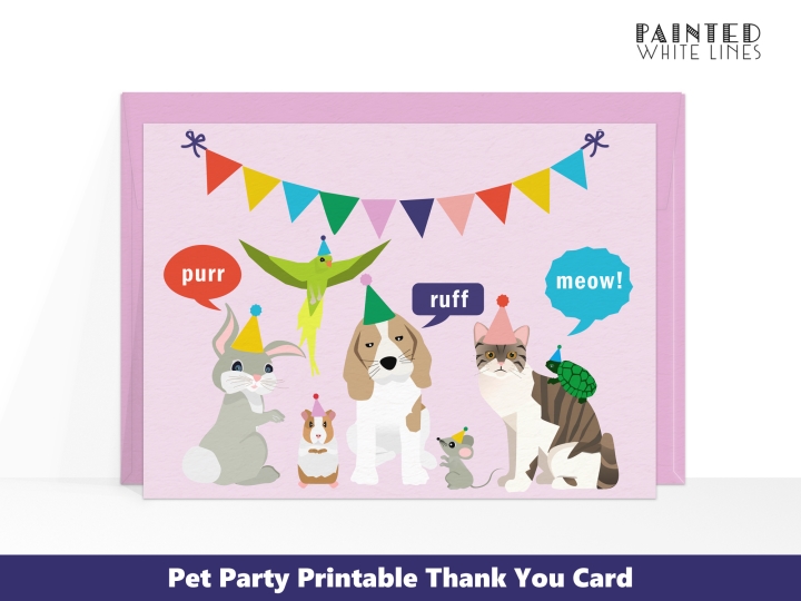 Pet Thank You Cards Instant Download 
