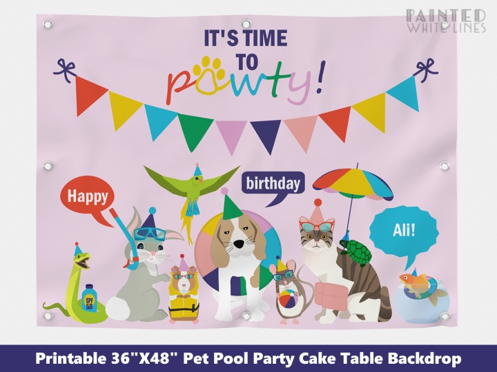 Pet Pool Party Theme Banner Birthday 