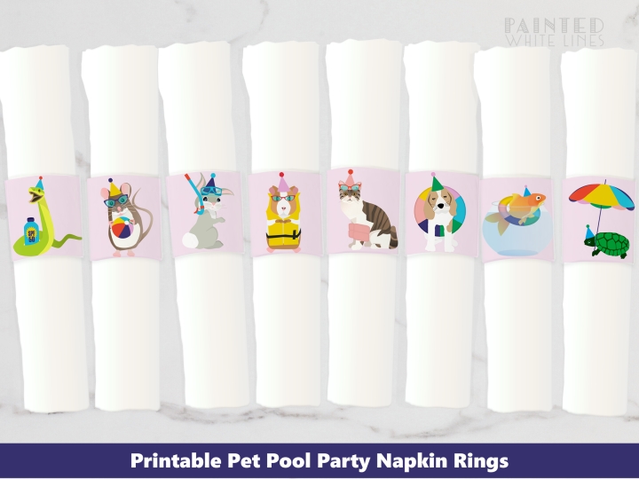 Pet Pool Party Napkin Rings Water 