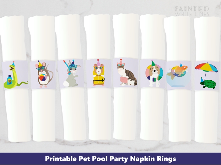 Pet Pool Party Napkin Rings Water 