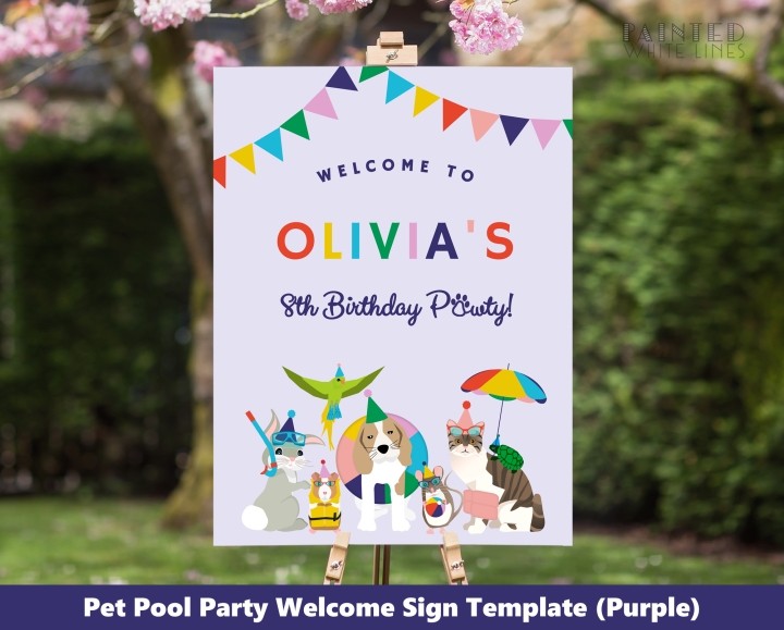 Pet Pool Party Welcome Sign Corjl 