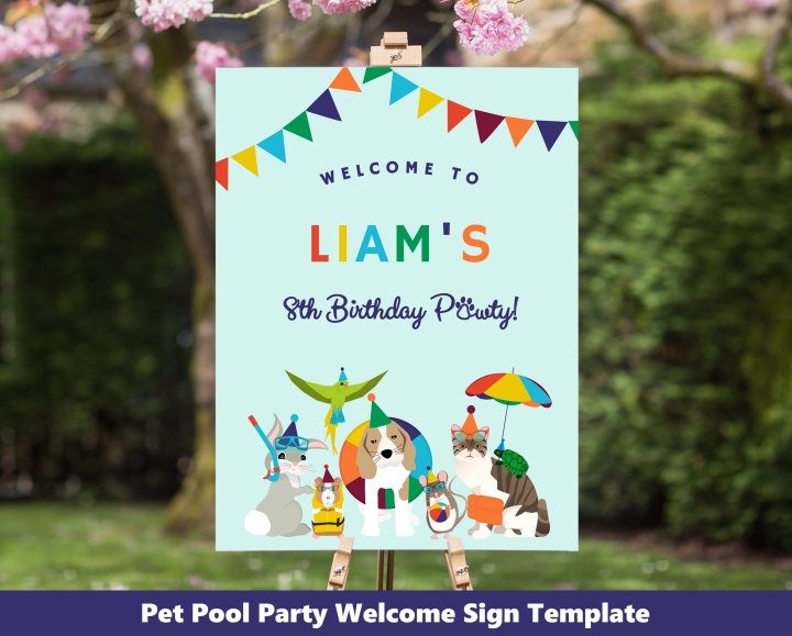 Pet Pool Party Welcome Sign Corjl 