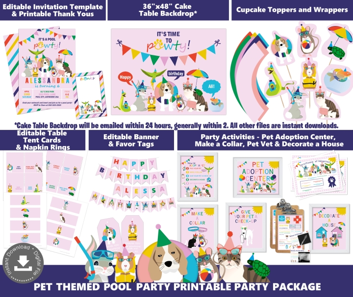 Pet Pool Party Theme Party Decor Adopt 