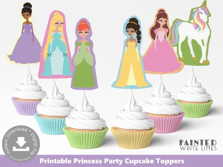 Printable Princess Cupcake Toppers Wrappers