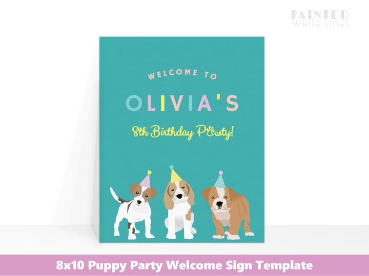 Puppy Party Welcome Sign Printable 8x10