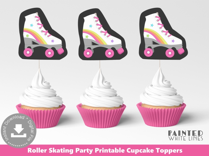 Roller Skate Cupcake Toppers Printable 