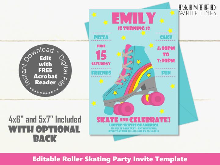 Printable Roller Skating Party Invitation