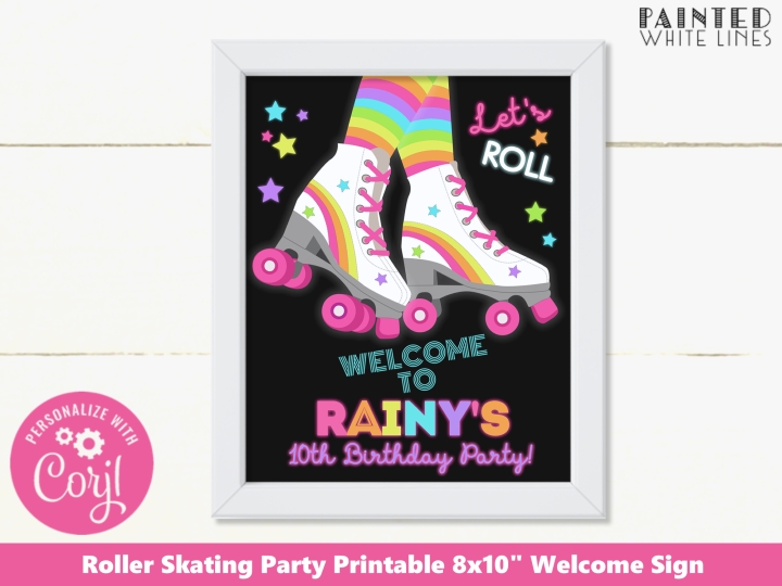 Roller Skate Party Welcome Sign 