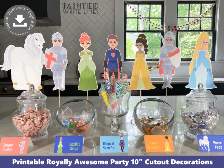 Royally Awesome Princess Knight Party Decor Cutouts