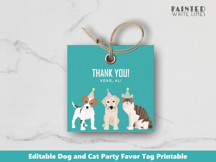 Pet Adoption Party Editable Favor Tags 