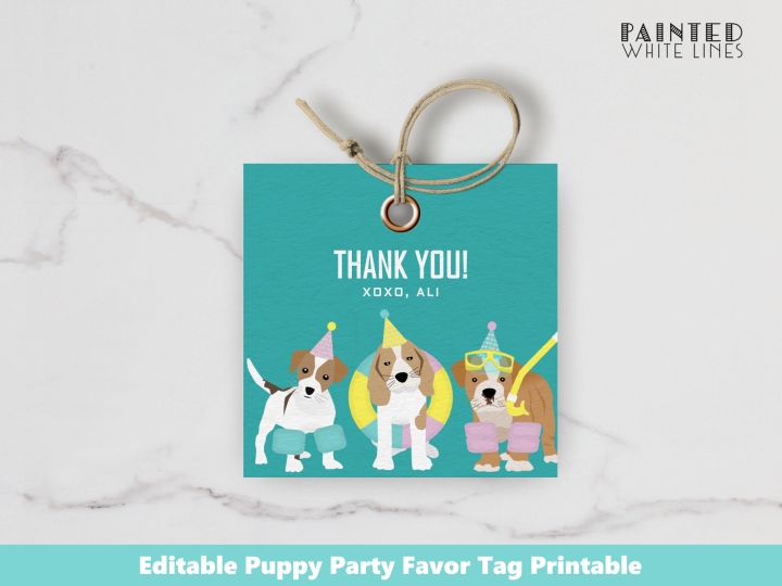 Pool Party Editable Favor Tags 