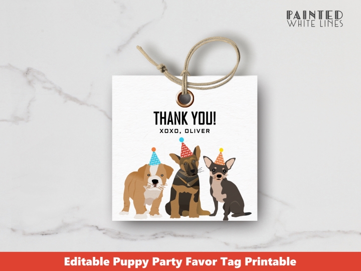 Boys Dog Party Favor Tags Dog Party