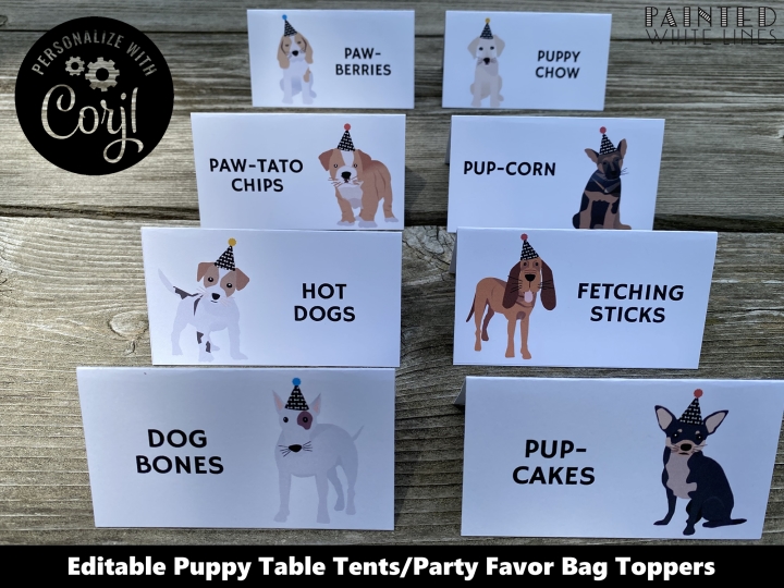 Puppy Party Table Tent Cards Template