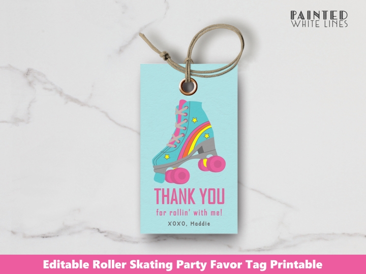 Roller Skating Party Printable Favor Tags Template