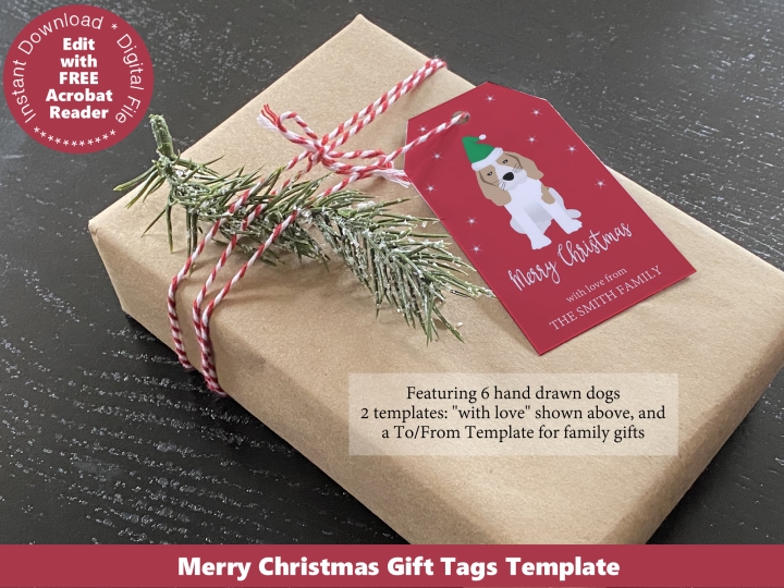 Merry Christmas Dog Gift Tags Template