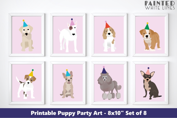 Pink Puppy Party Decor 8x10 Dog