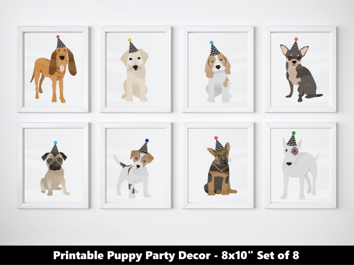 Boys Dog Party Printable Decor 8x10 Dog