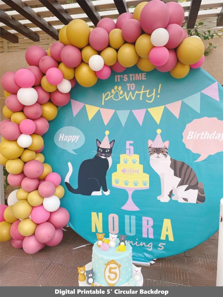 Personalized Kitty Cat Birthday Party Backdrop
