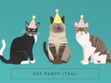 Cat Birthday Party (Teal)