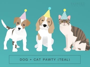 Dog or Cat Birthday Party (Teal)
