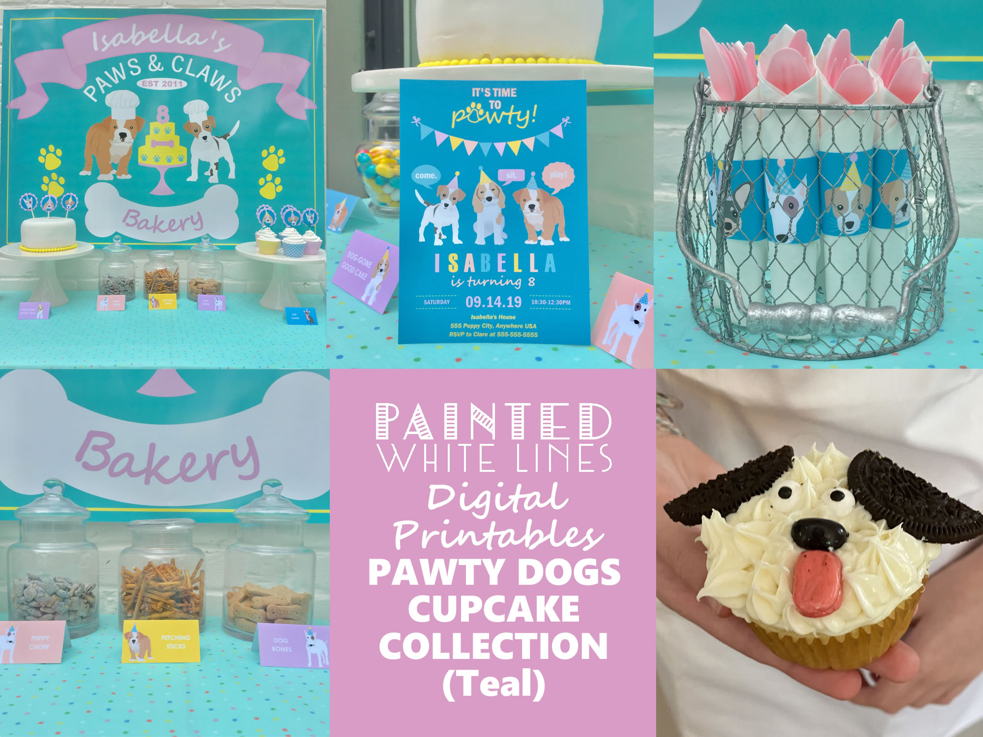 Paws and Claws Cupcake Decorating Party (Puppy Dog Teal)